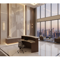 Recepción Boré para Oficina – Diseño curvo, funcional y ejecutivo
