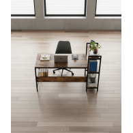 Escritorio industrial con estantes