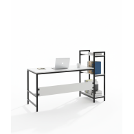 Escritorio industrial con estantes