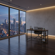 Escritorio de oficina con estantes UNNA