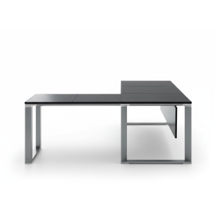 Escritorio de oficina ejecutivo en aluminio y vidrio de esquina