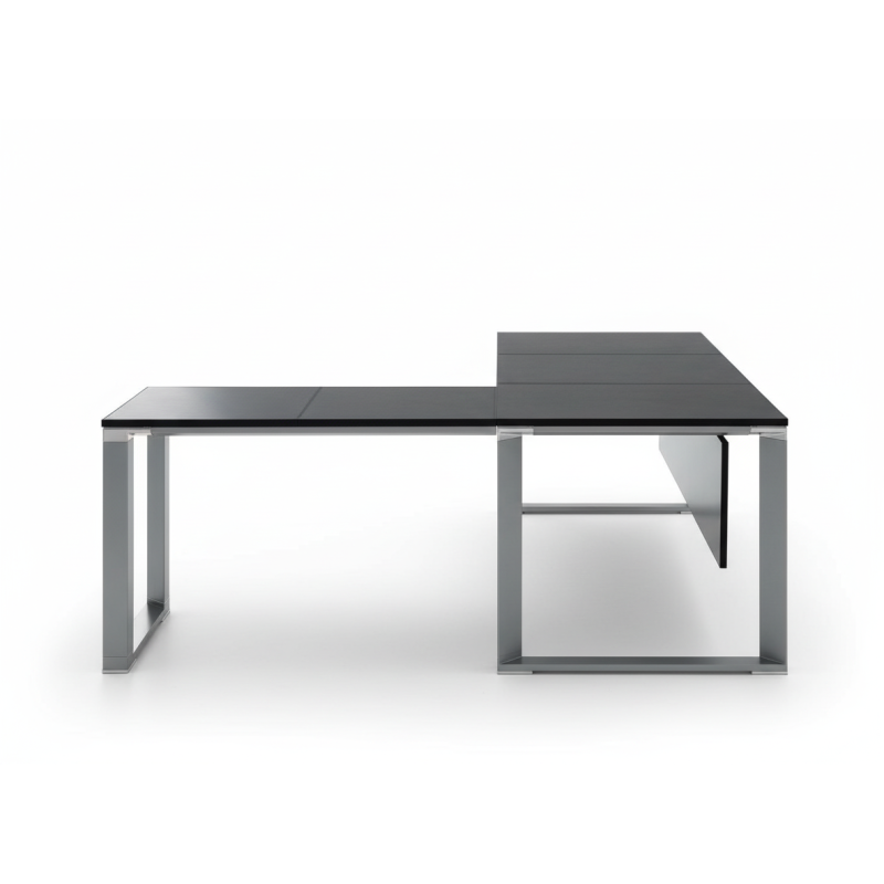 Escritorio de oficina ejecutivo en aluminio y vidrio de esquina - Escritorios - Muebles de oficina de alta calidad al mejor precio 