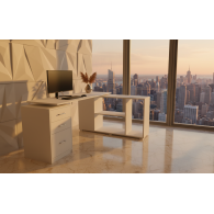 Escritorio Moderno Esquinero Blanco Económico En L