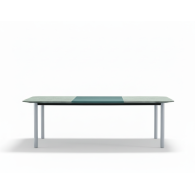 Escritorio de oficina ejecutivo rectangular de cuero con cajones