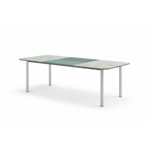 Escritorio de oficina ejecutivo rectangular de cuero con cajones