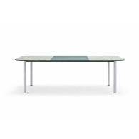 Escritorio de oficina ejecutivo rectangular de cuero con cajones