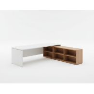 Escritorio de oficina ejecutivo con estantes