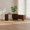 Escritorio Ejecutivo en L Ébano Elite | Mueble de Oficina con Credenza