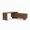 Escritorio Ejecutivo en L Ébano Elite | Mueble de Oficina con Credenza