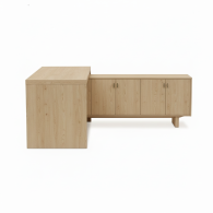 Escritorio Ejecutivo en L Ébano Elite | Mueble de Oficina con Credenza