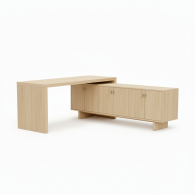 Escritorio Ejecutivo en L Ébano Elite | Mueble de Oficina con Credenza