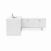 Escritorio Ejecutivo en L Ébano Elite | Mueble de Oficina con Credenza
