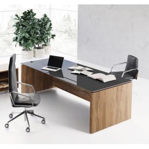 Escritorio de oficina Black Glass Duo