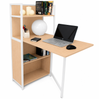 Escritorio Plegable SpaceSaver Loft | Estación de Trabajo con Librero para Home Office y Estudio
