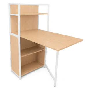 Escritorio Plegable SpaceSaver Loft | Estación de Trabajo con Librero para Home Office y Estudio