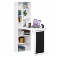 Escritorio Plegable Corner Shelf Pro | Escritorio para Computadora con Librero Integrado para Home Office