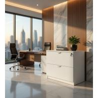 Archivero de oficina Horizontal Ejecutivo Blanco 2 Gavetas con Cerradura
