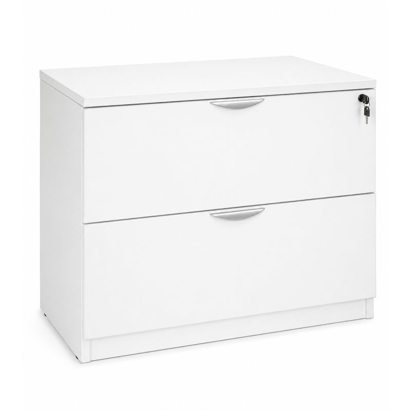 Archivero de oficina Horizontal Ejecutivo Blanco 2 Gavetas con Cerradura - Inicio - Muebles de oficina de alta calidad al mejor precio 