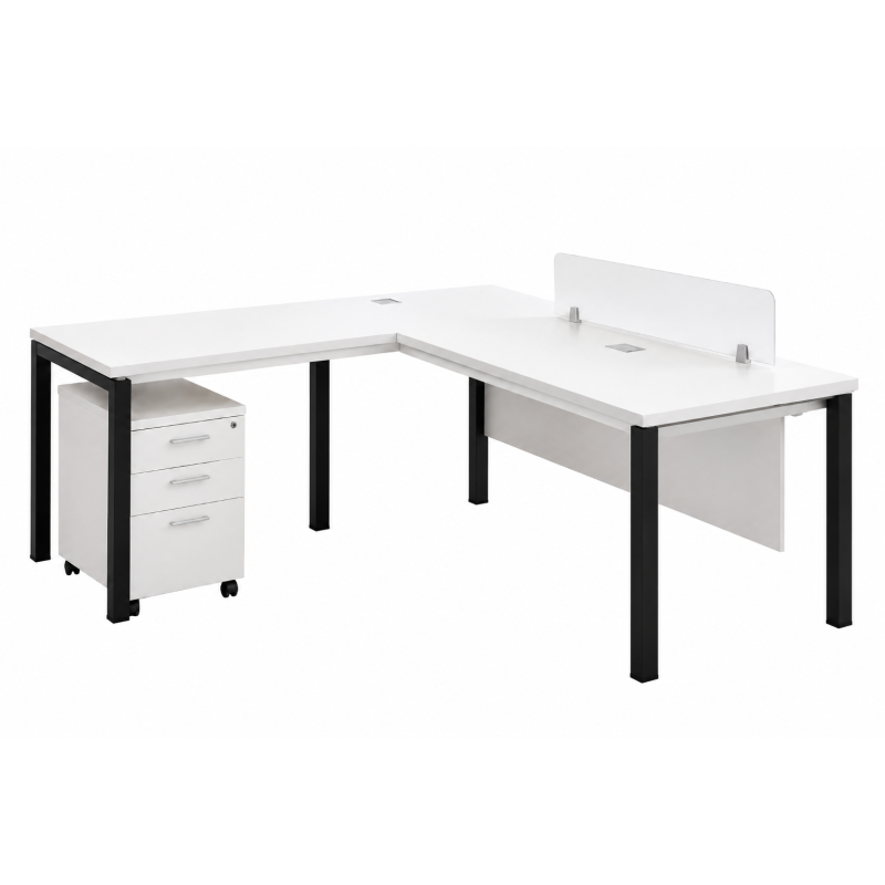 Escritorio de oficina modular en laminado y metal - Escritorios directivos - Muebles de oficina de alta calidad al mejor precio 
