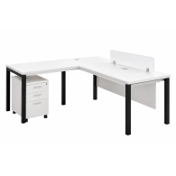 Escritorio de oficina modular en laminado y metal