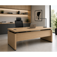 Escritorio de oficina ejecutivo rectangular con pasacables