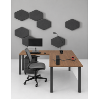 Escritorio de oficina modular en laminado y metal