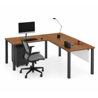 Escritorio de oficina modular en laminado y metal