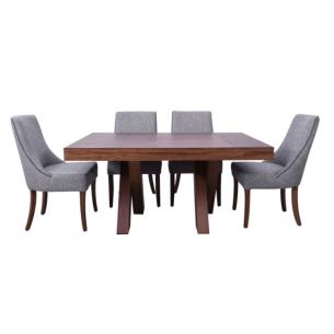 Comedor Margot de Madera para 6 personas Rectangular Mesa y Sillas de Tela color Gris