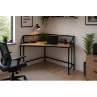 Estación de trabajo de oficina en casa de diseño moderno gris computadora esquina