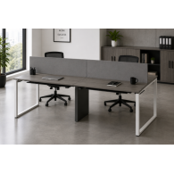 Estación de Trabajo Doble con Panel Divisorio