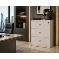 Archivero para oficina mueble Lateral Contra Incendios Blanco de 3 Cajones