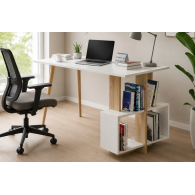 Mesa de estudio para escritorio de computadora con estantes y almacenamiento para oficina en casa PC