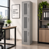 Locker Metálico Ventilado de 3 Puertas para Oficina