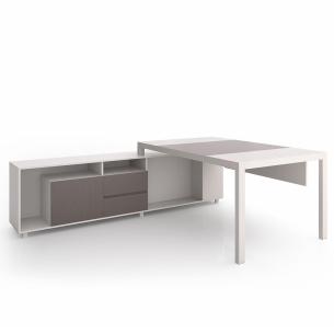 Escritorio en L Horizon | Mueble de Oficina Ejecutivo con Credenza