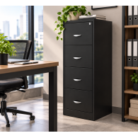 Archivero Metálico FORTIS 4 Gavetas | Mueble para Oficina con Llave