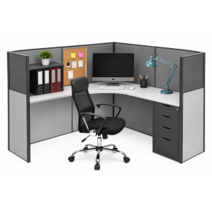 Estación de Trabajo BLACK ELEGANCE | Mueble de Oficina Ejecutivo Modular